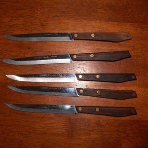 Lot of 5 Carbonite Steak Knives 4 5/8" Blade
